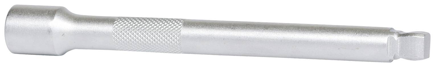 Een zilverkleurige steeksleutelverlenging met geribbelde greep voor een betere grip, ontworpen om verwijderde schroeven te bereiken.