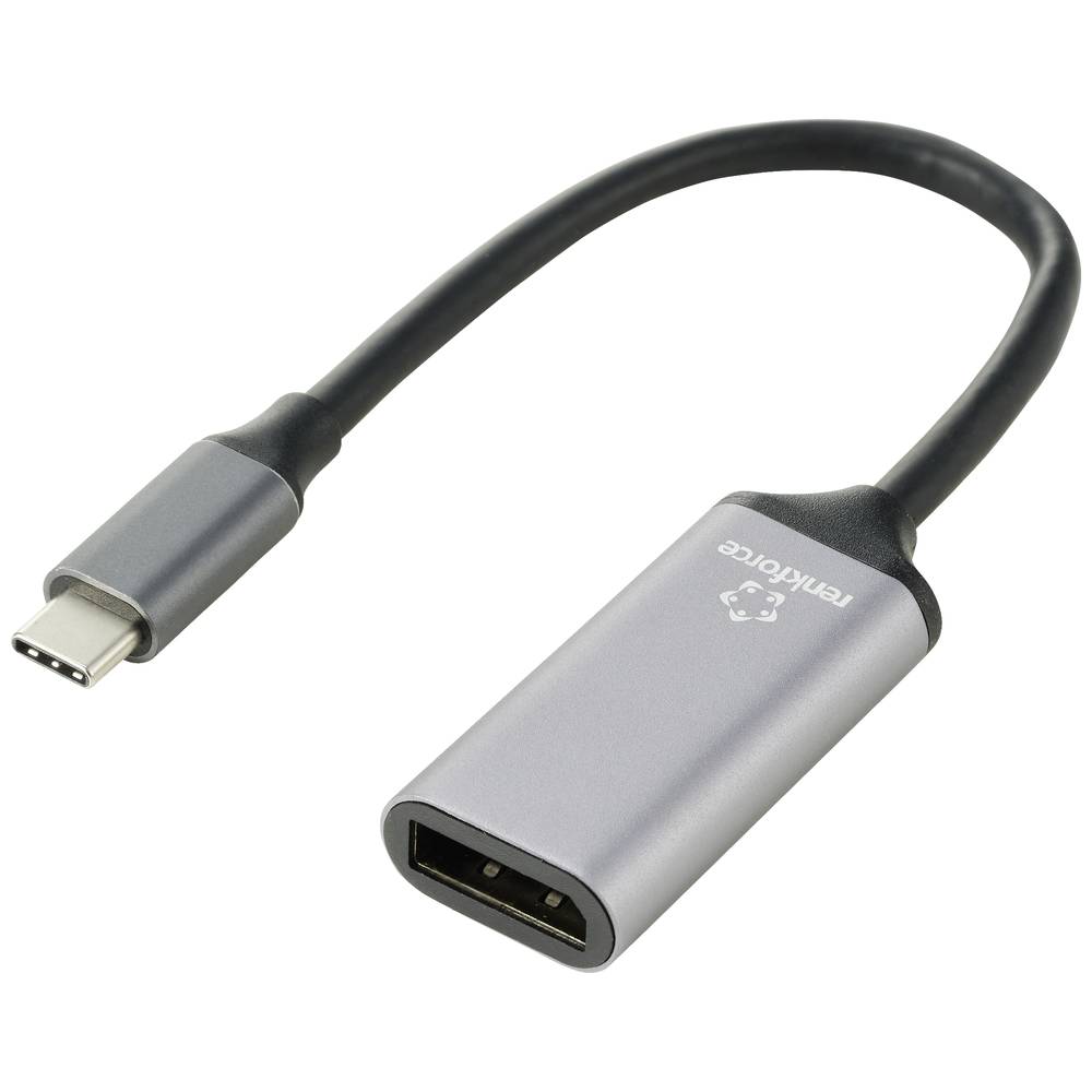 Renkforce USB-C / DisplayPort Adapterkabel USB-C stekker, DisplayPort bus 15 cm Zwart RF-5397866 Afgeschermd (dubbel) U