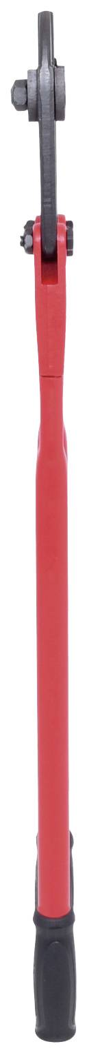 Rode fietspomp met zwarte handgreep en mondstuk, geschikt voor het oppompen van fietsbanden.