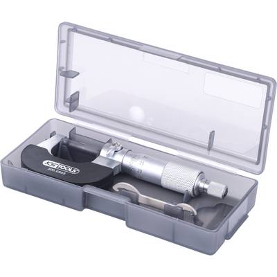 Een micrometer in een open etui. Het instrument wordt gebruikt voor nauwkeurige metingen van kleine afstanden of objecten.
