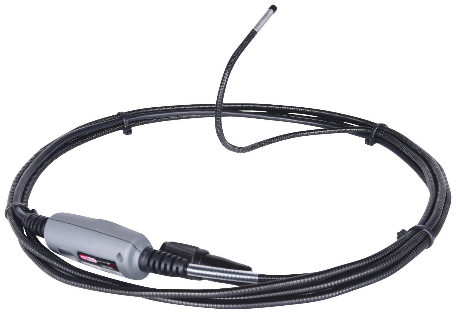 Endoscopcamera met flexibele kabel en licht aan de punt. Gebruikt voor inspecties op moeilijk bereikbare plaatsen.
