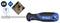 Schroevendraaier met blauw-zwarte handgreep, magnetische punt. Geschikt voor 1/4" zeskantbits. Logo 'BRILLIANT TOOLS'.