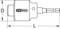 'KS Tools' Schroevendraaier-Bit-Diagram. Lengte 'L', Diameter 'D' gemarkeerd. Toont de hoofdcomponenten en afmetingen van het gereedschap.
