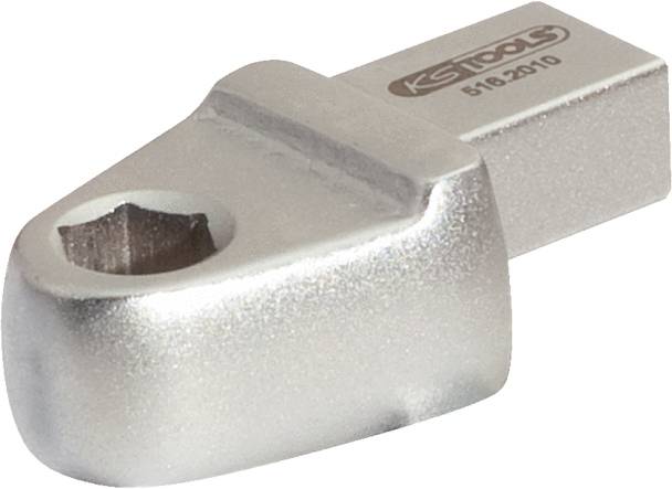 Metaaladapter met vierkant en zeshoekig uiteinde, voor het verbinden van gereedschappen.