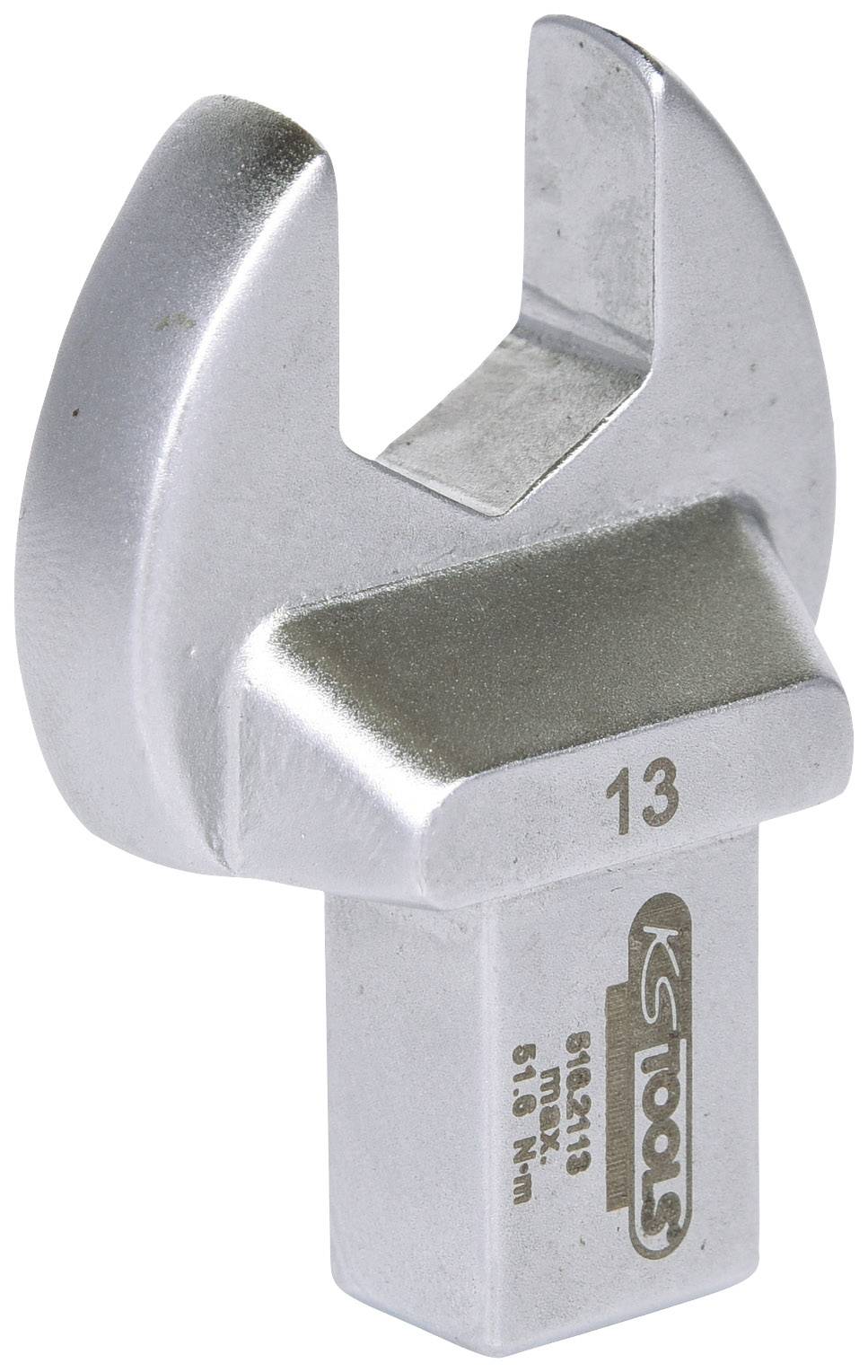 Een zilveren moersleutelopzetstuk met de inscriptie '13', geschikt voor een gereedschap, vermoedelijk voor het aandraaien van moeren of bouten.
