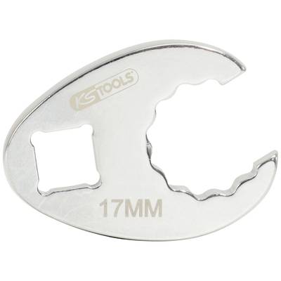 Een zilveren moersleutelopzetstuk met de opdruk '17MM', geschikt voor moeren en bouten met deze diameter.