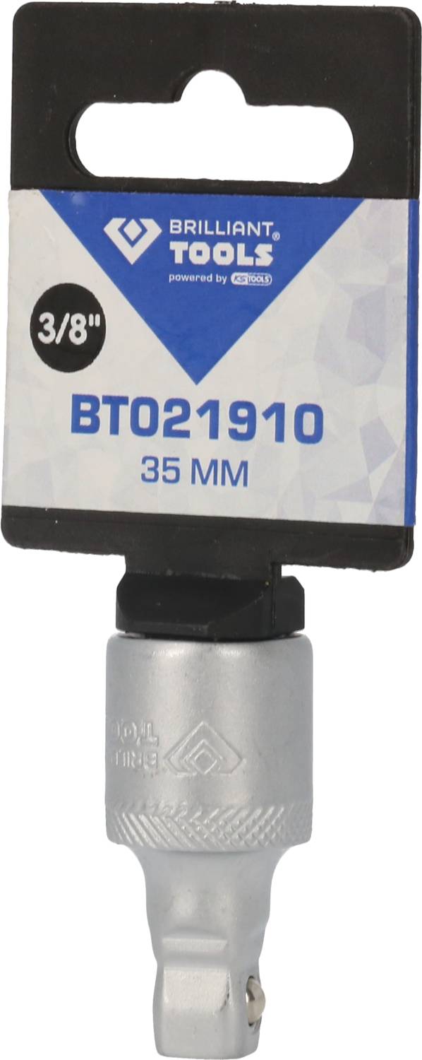 Steekopzetstuk van 'Brilliant Tools', maat '3/8", 35 MM', geschikt voor gebruik bij mechanische werkzaamheden of doe-het-zelfprojecten.