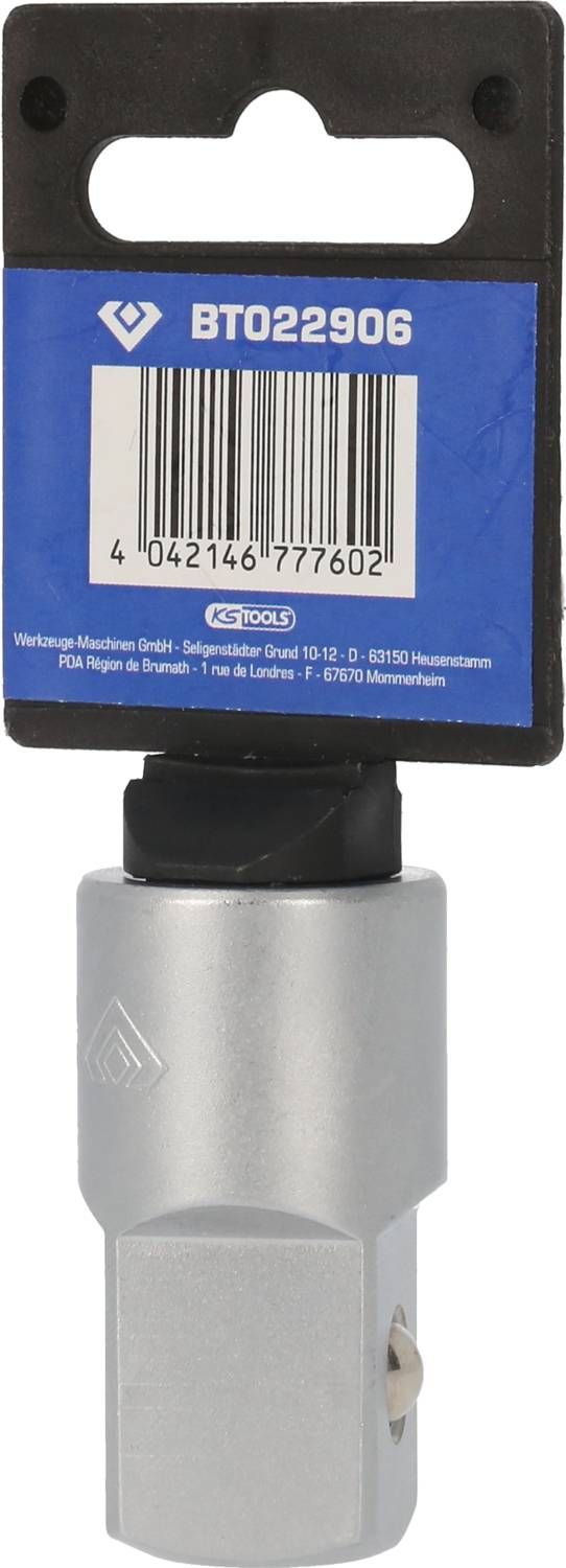 Metaalcontainer met een blauw etiket bovenaan, waarop de barcode '4042146777602' staat weergegeven, samen met het nummer 'BT022906'.