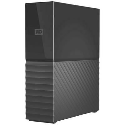 Externe harde schijf in het zwart met glanzend en geprofileerd ontwerp van Western Digital.