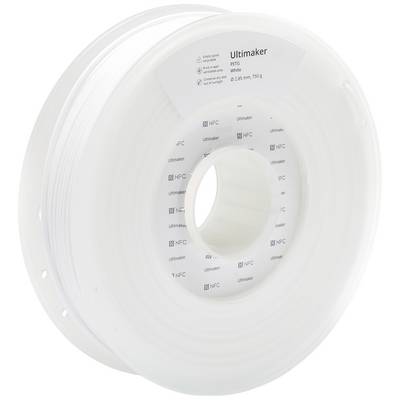 Een spoel met wit 3D-printer filament uit PFC, 750g, van het merk Ultimaker.