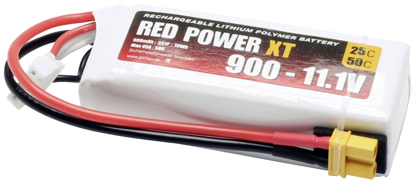 Red Power LiPo accupack 11.1 V 900 mAh Aantal cellen: 3 25 C Softcase XT30