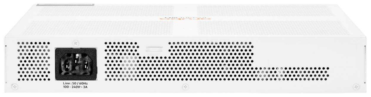 Voedingsapparaat met ventilatierooster en stroomaansluiting. Gemarkeerd met 'Lijn: 100-240V, 50/60Hz, 1A'.