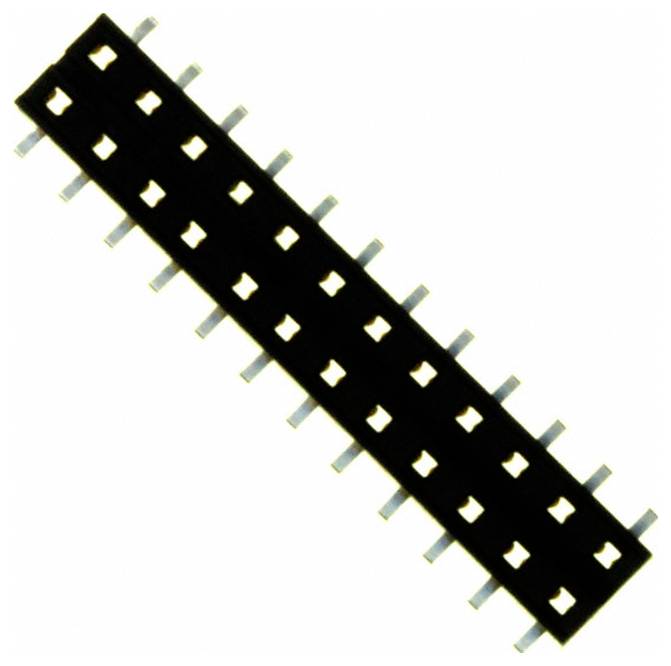 Een 40-pins rechthoekige geïntegreerde schakeling voet met dubbele in-line pennen configuratie, gebruikt voor het monteren van chips op een printplaat.