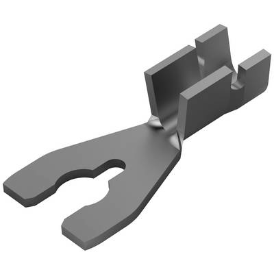 Een metalen flens met twee open uiteinden en een centrale schroefopening, geschikt voor bevestiging of aansluiting van kabels.