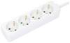 EU Power Strip with 4 Outlets, Four German Type F Outlets, Built-in 2 m Power Cord with Type F Plug, 16 A, White
