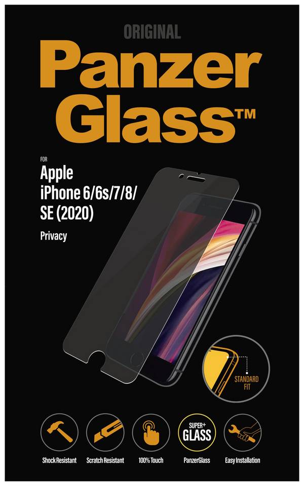 PanzerGlass Privacy P2684 Screenprotector (glas) met privacyfolie Apple IPhone SE (Gen.3, 2022), IPhone SE (Gen.2, 2020), iPhone 8, iPhone 7, iPhone 6S, iPhone 6 1 stuk(s) Anti-vingerafdruk, Antibacterieel