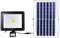 Een rechthoekige solarlamp met een zonnepaneel rechts ernaast. De lamp heeft een bewegingssensor onderaan. Ideaal voor buitenruimtes.