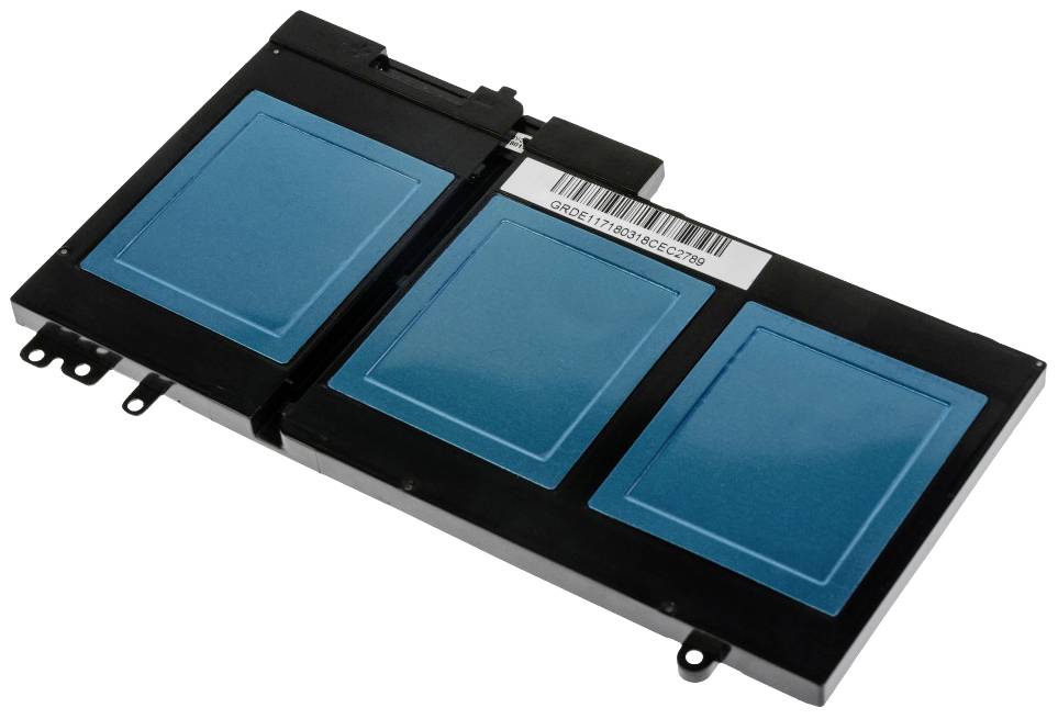 Lithium-ion accu met rechthoekige vorm, bestaande uit drie blauwe moduleonderdelen.