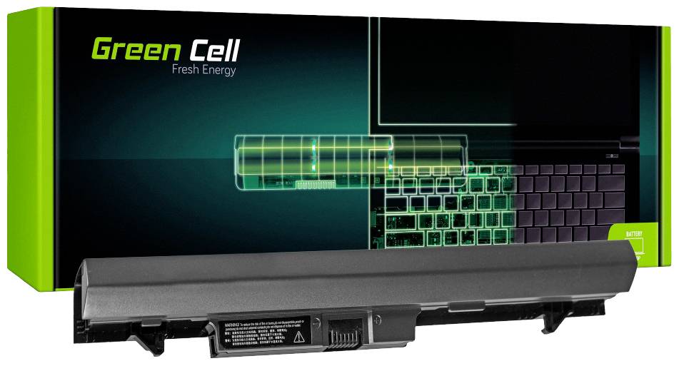 Laptop-accu van Green Cell, model AA-PB9NC6B, voor een groen-zwarte verpakking met laptopgrafiek.
