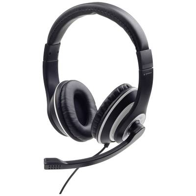 Gembird MHS-03-BKWT Over Ear headset Kabel   Zwart, Wit  Volumeregeling, Headset