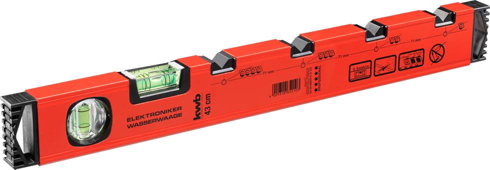 Elektronische waterpas in rood met libellen en digitaal display, lengte 60 cm.