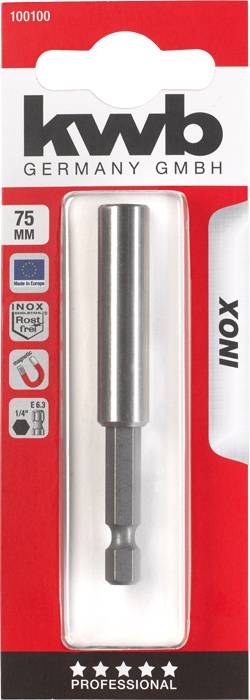 Boorbithouder-verpakking van 'kwb Germany GmbH', 75 mm lengte, voor professioneel gebruik, geschikt voor roestvrij staal (Inox).