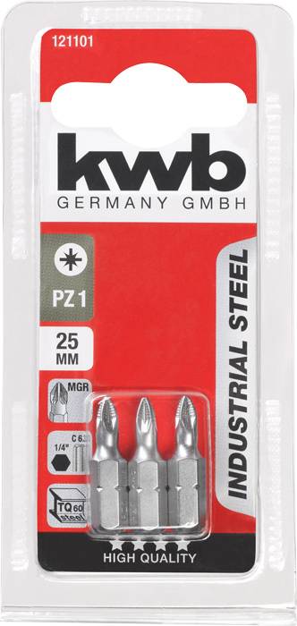 kwb 121101 Kruis-bit Aandrijving: 1/4 (6,3 mm) Uitvoering: Kruiskop Pozidriv PZ 1 25 mm – Foto 3 van 3