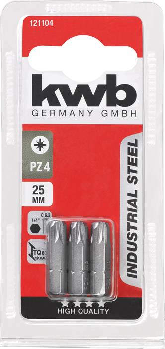 kwb 121104 Kruis-bit Aandrijving: 1/4 (6,3 mm) Uitvoering: Kruiskop Pozidriv PZ 4 25 mm – Foto 3 van 3