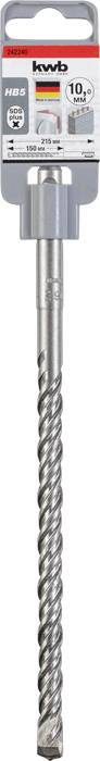 Boor van 'kwb', SDS, voor beton en steen, 10 mm diameter, 160 mm lengte. Verpakking toont toepassingsvoorbeeld en merklogo.