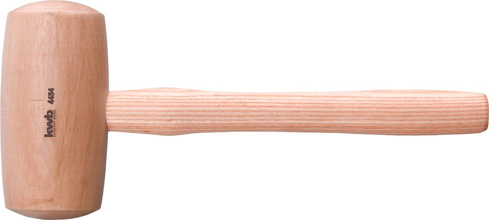 Houten hamer met een kop van licht hout en een rechte steel, met zijdelingse opschrift 'livadia 4654'. Gebruikt voor zachte slagen op gevoelige oppervlakken.
