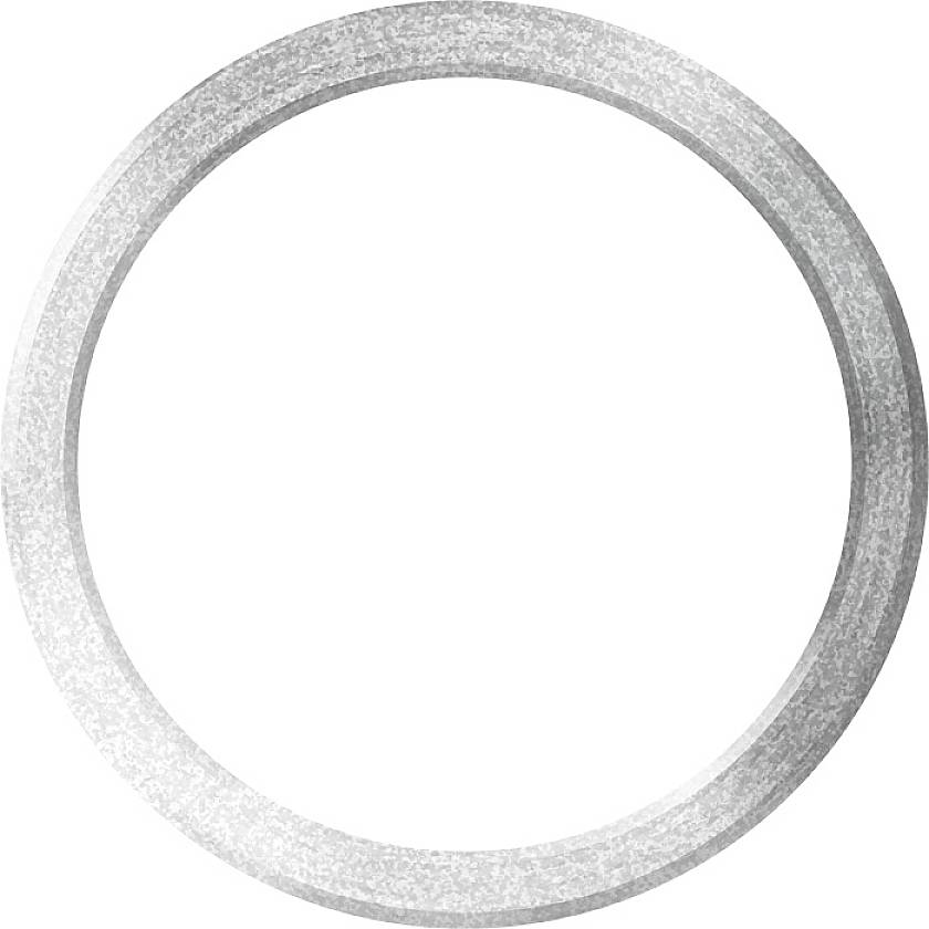 Een ronde, metalen ring met een gladde, zilveren oppervlakte.