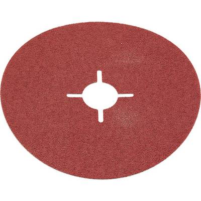 Rode, ronde slijpschijf met een centrale kruisgleuf voor bevestiging op een machine, geschikt voor slijpwerkzaamheden.