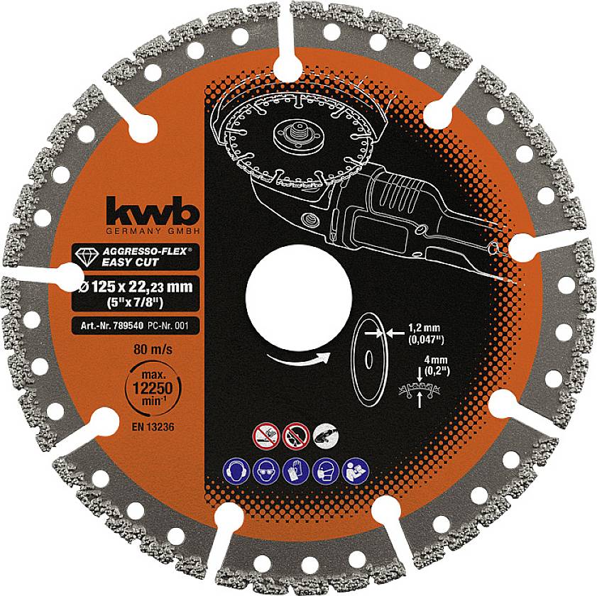 kwb 789540 Diamanten doorslijpschijf Diameter 125 mm Boordiameter 22.23 mm 1 stuk(s)