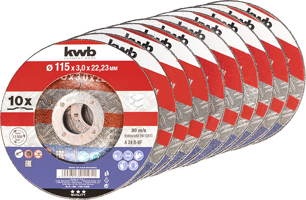 kwb 791195 Doorslijpschijf recht 115 mm 10 stuk(s) Metaal
