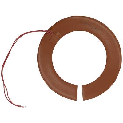 Een bruine, ringvormige siliconverwarmer met een opening en een kabel voor aansluiting, afgebeeld op een witte achtergrond.