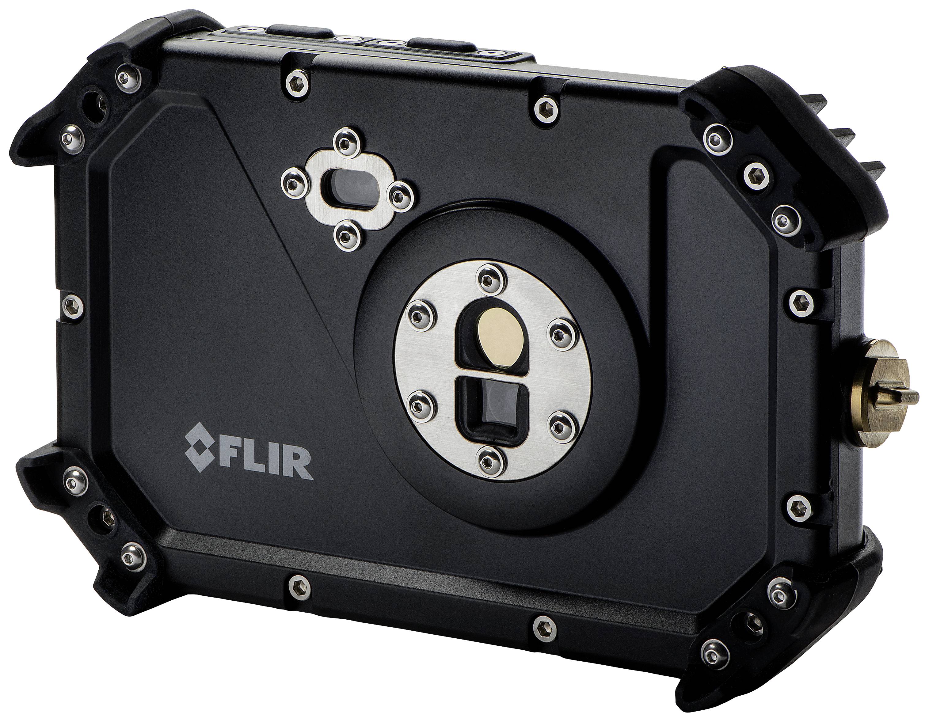 Een zwarte, robuuste camera met een opvallende, versterkte behuizing en een centrale lens, ontworpen voor extreem veeleisende toepassingen.