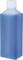 Blauwe plastic fles met witte dop, capaciteit tot 250 ml.