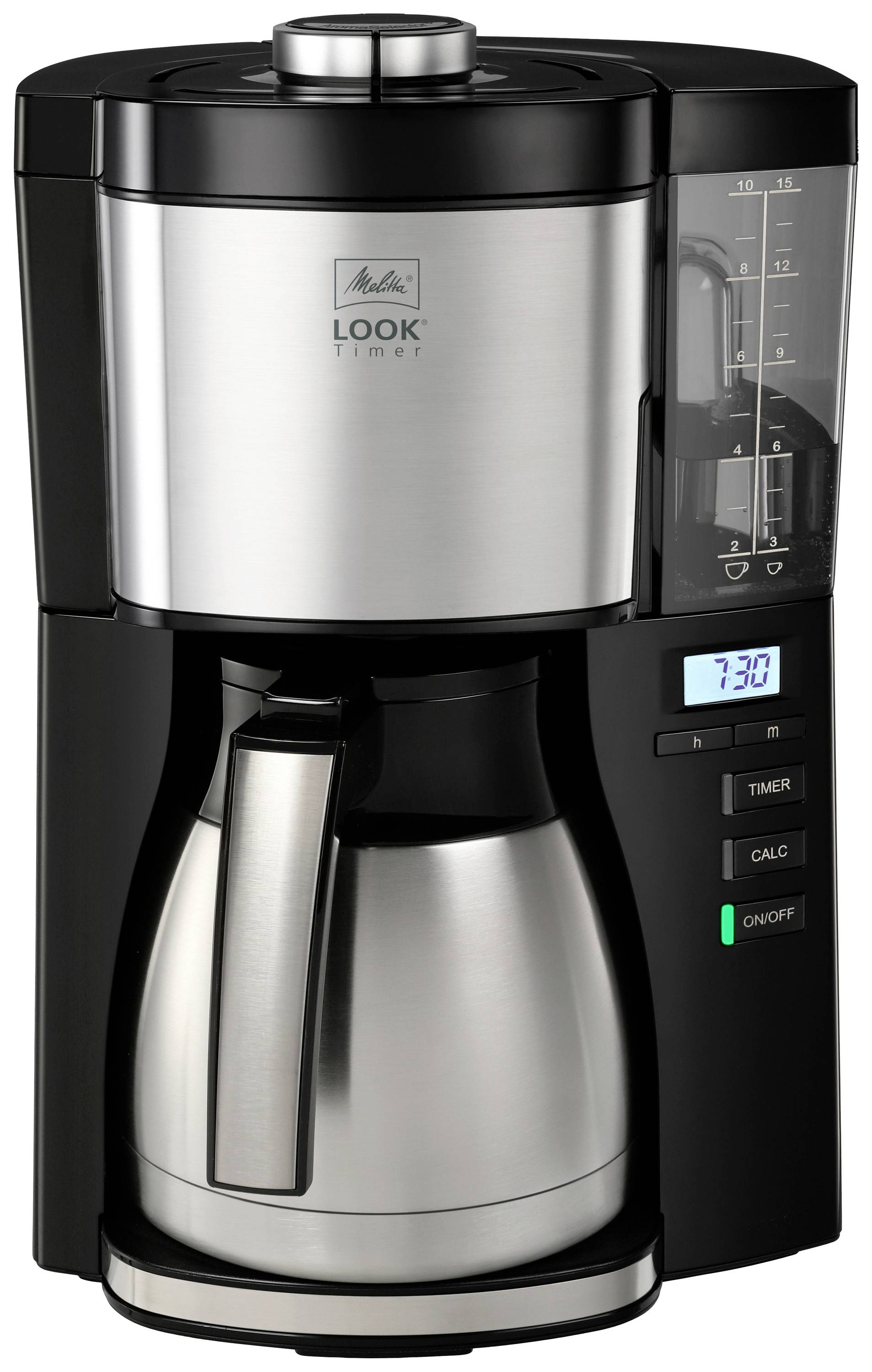 Melitta LOOK® Therm Timer Filterkaffeemaschine, schwarz-silber
