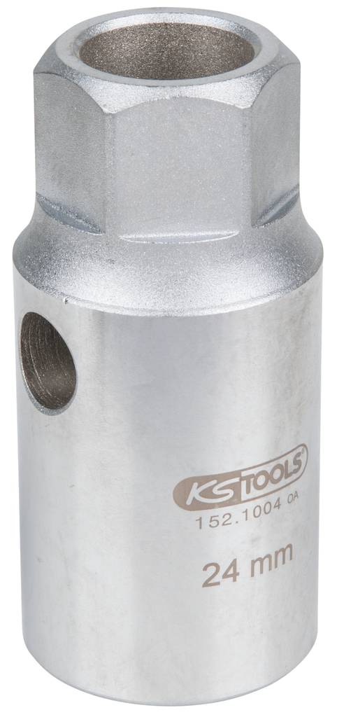 Zilveren steeksleutel met opschrift 'KS Tools 152.1004 24 mm', geschikt voor het losdraaien of vastdraaien van bouten met een maat van 24 mm.
