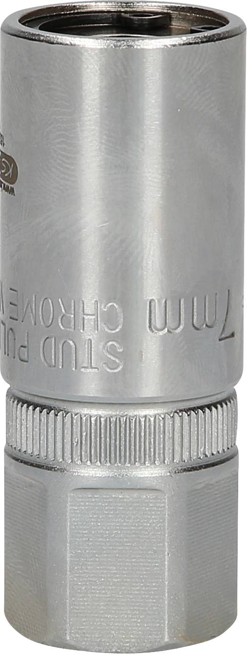 Metalen dopsleutel met '7mm' gravure, cilindrisch, voor schroefwerkzaamheden.