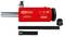 Rode hydraulische cilinder met een capaciteitsaanduiding van 32 ton, serienummer, CE- en GS-markering. Accessoireonderdelen zijn zichtbaar.
