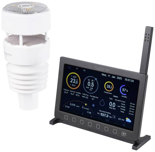 Sygonix  SY-5479628 WiFi-weerstation Verwachting voor 2 dagen Aantal sensoren max.: 8 stuk(s)