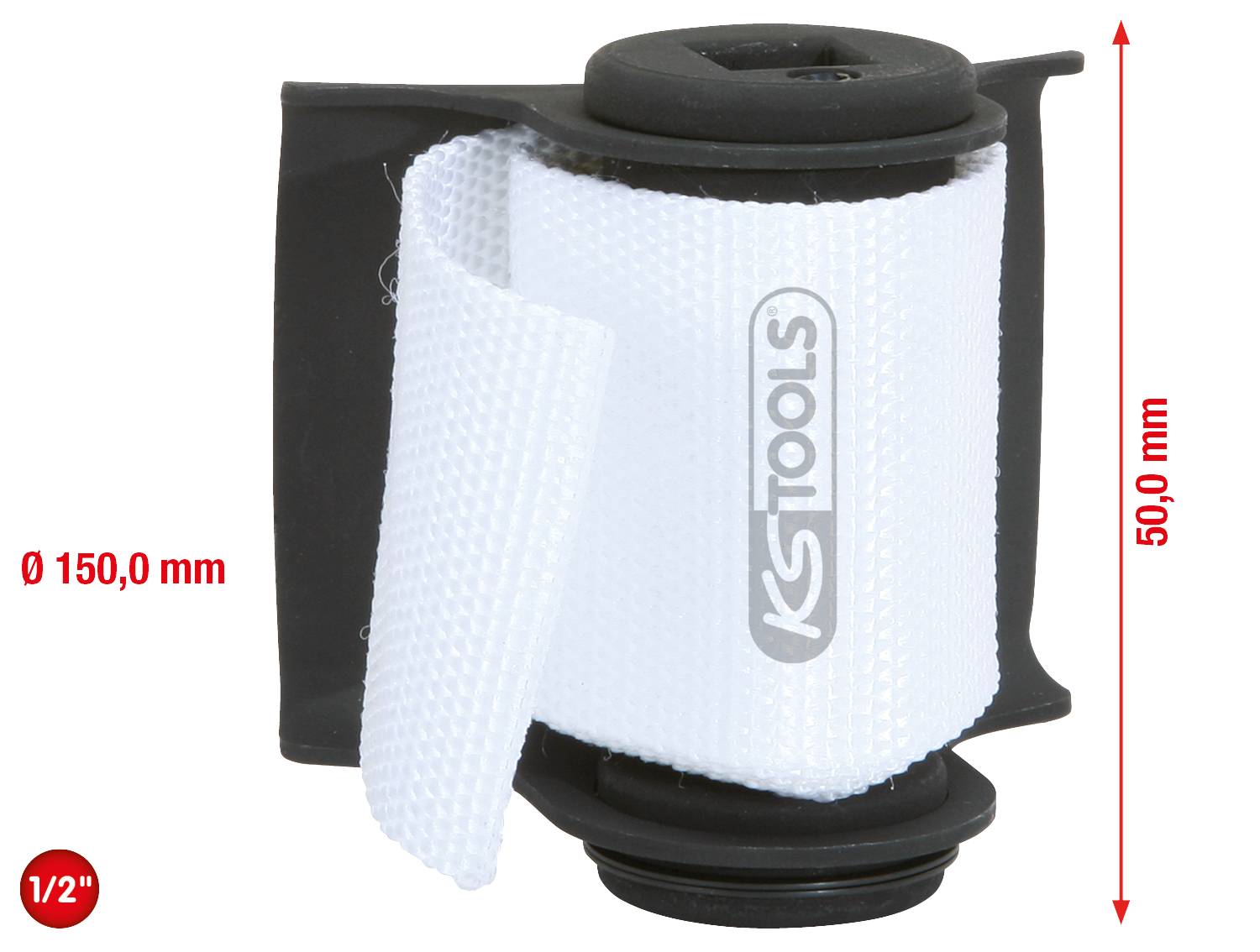 Kabelbevestigingsband van KS Tools, 50,0 mm breedte, 150,0 mm diameter, voor isolatie en bundeling van kabels en leidingen.