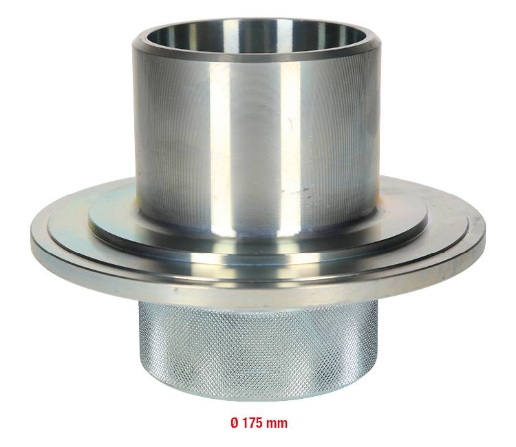 Metalen flens met gestructureerd oppervlak, diameter 175 mm, voor industriële toepassingen.