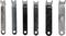 Zes zilveren spaakspanners in verschillende maten: 6mm, 8mm, 10mm, 12mm, 15mm en 16mm.