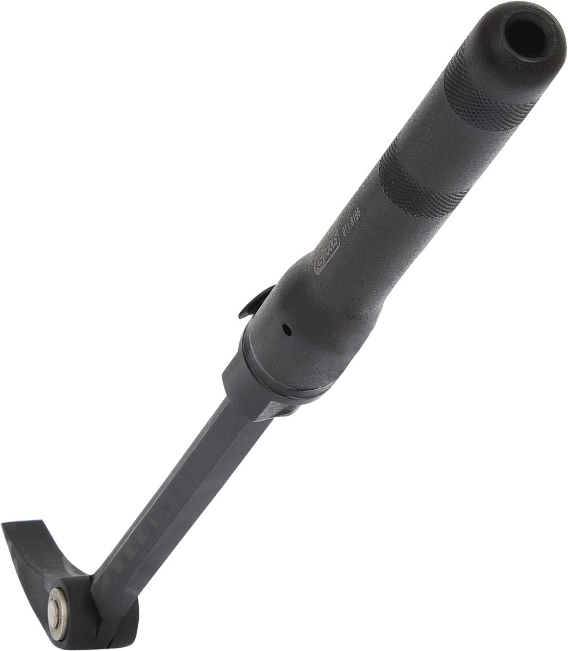 Een zwarte hamer met een ergonomische greep en een vierkante kop, geschikt voor nauwkeurige werkzaamheden in bouw- of doe-het-zelfprojecten.