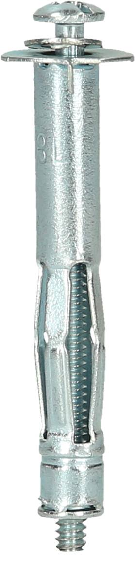 Metalen hollewanddubel met schroef voor het bevestigen van zware lasten aan muren.