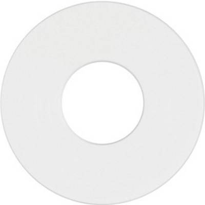 Een witte cirkel met een gat in het midden, vergelijkbaar met een cd of een rol plakband. Geen verdere details zichtbaar.