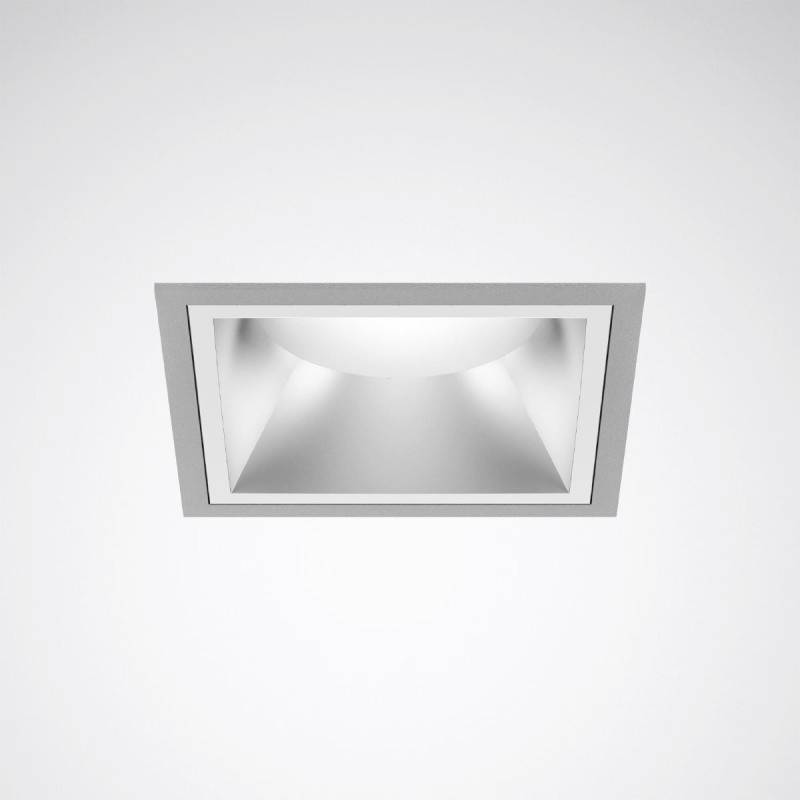 Inbouw-plafondlamp met vierkante lijst en geïntegreerde LED-lampen, verlicht gelijkmatig in een modern, minimalistisch design.