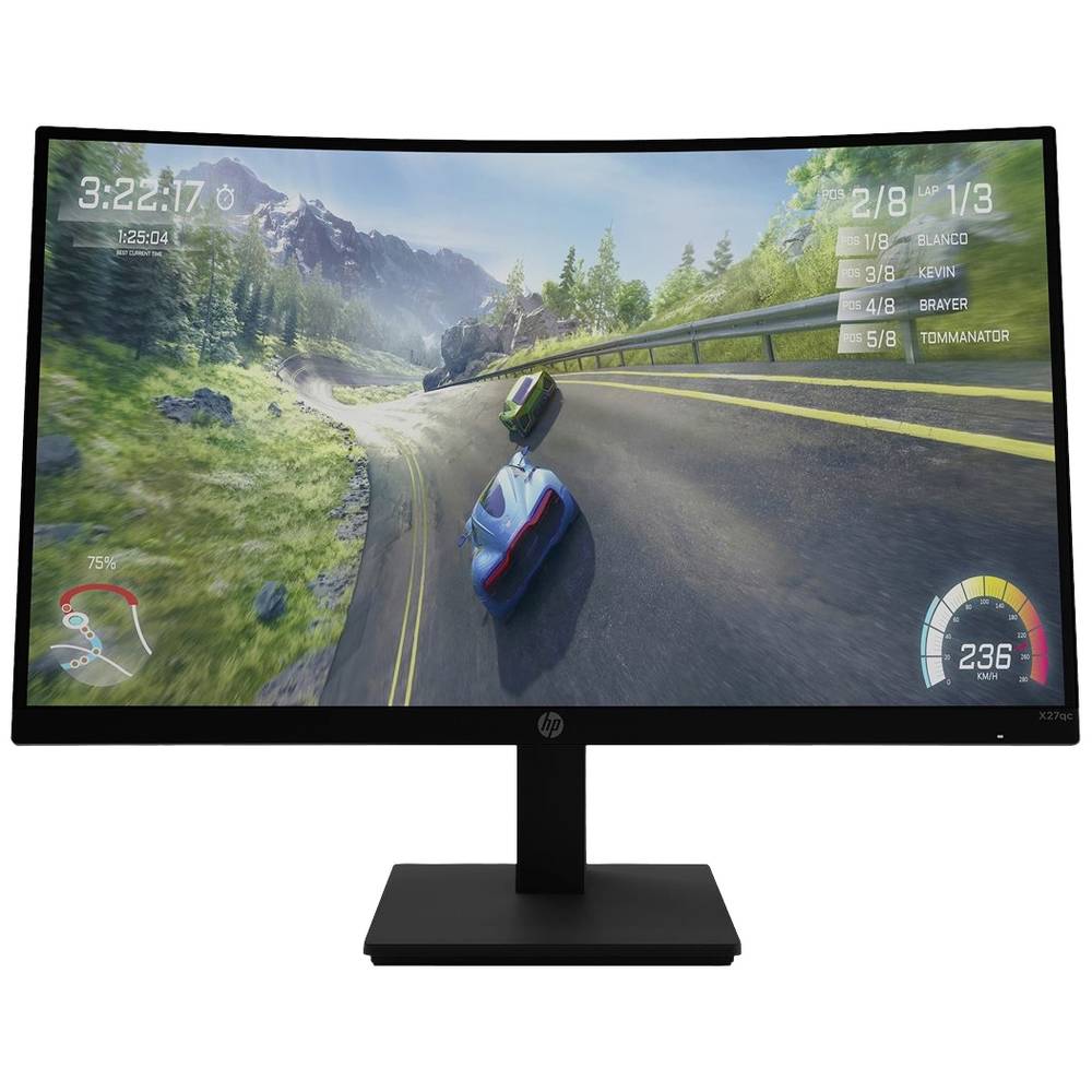 HP X27c Gaming monitor 68.6 cm (27 inch) Energielabel F (A - G) 1920 x 1080 Pixel Full HD 1 ms HDMI, DisplayPort, Audio-Line-out VA LCD